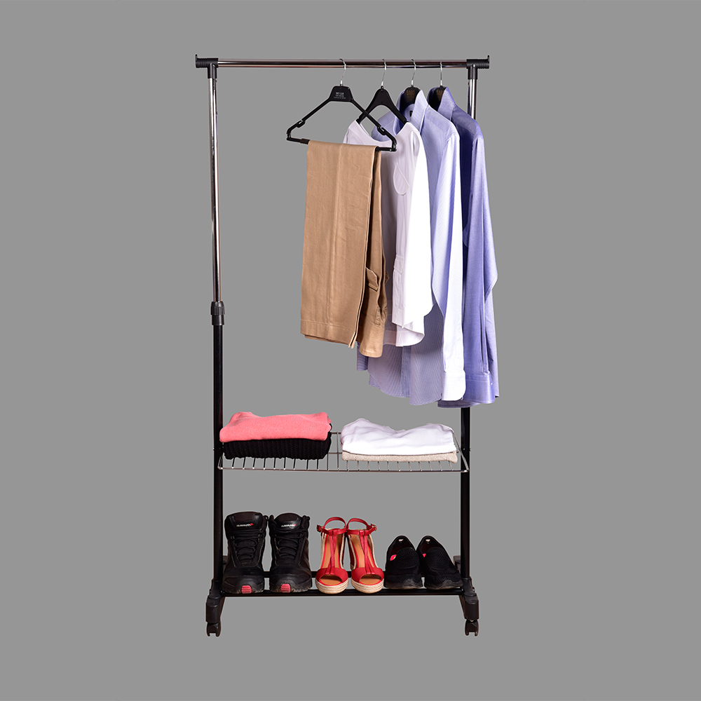 TG-1901 TELESCOPIC CLOTHES RACK WITH SHELF