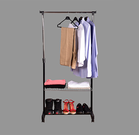 TG-1901 TELESCOPIC CLOTHES RACK WITH SHELF